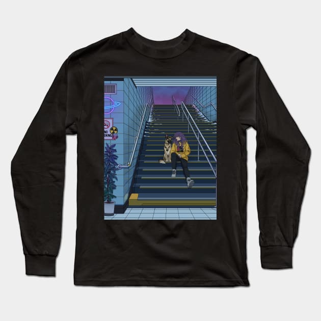 Neon Subway Long Sleeve T-Shirt by amidstsilence